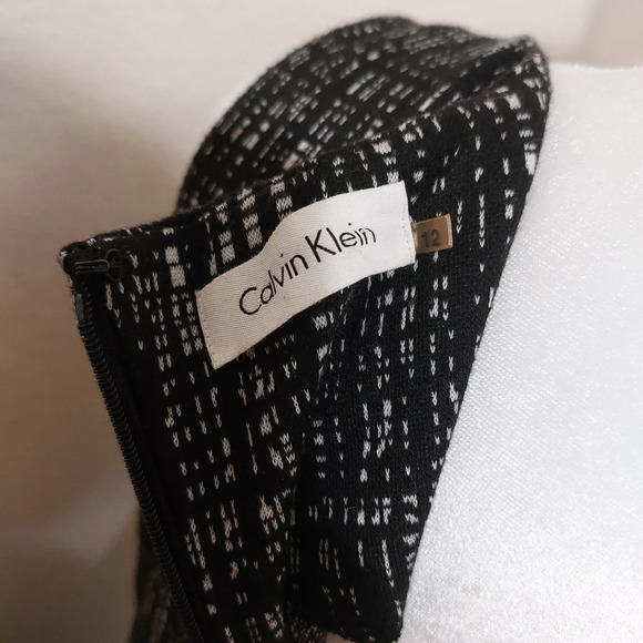 Calvin Klein black white artsy art to wear fit and flare sheath sleeveless 12 - Picture 9 of 14